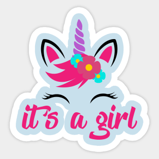 Unicorn Face - It's A Girl Sticker